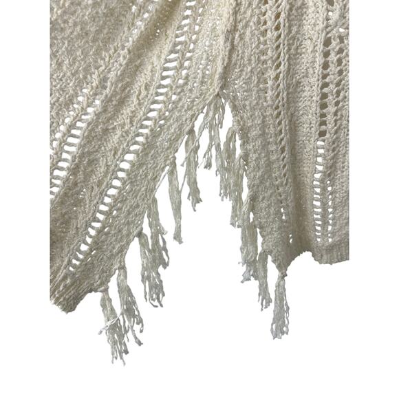 Cupcakes and Cashmere Open Knit Fringe Cardigan XS Boho Coastal Grandma - Picture 4 of 7